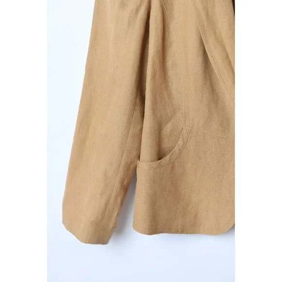 Vintage DKNY Women’s Camel 100% Linen Blazer Jacket Size 8 - Picture 7 of 16